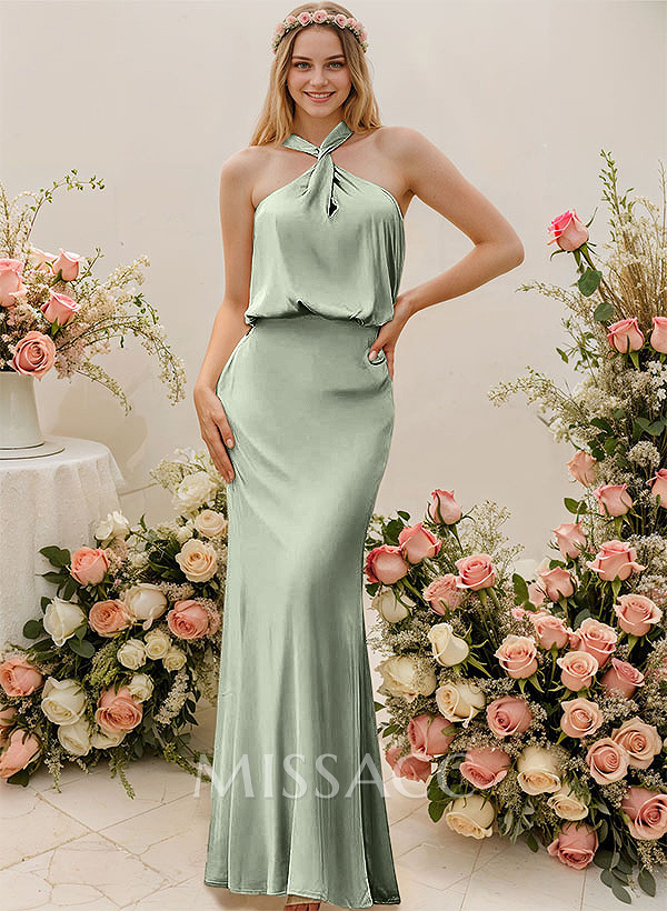 Sheath/Column Halter Floor-Length Bridesmaid Dress Sheath/Column Halter Floor-Length Bridesmaid Dress