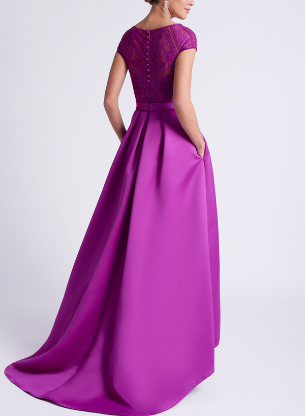 Lace Elegant A-Line Evening Dresses With Beading Satin 
