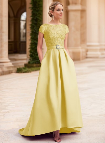 Lace Elegant A-Line Evening Dresses With Beading Satin