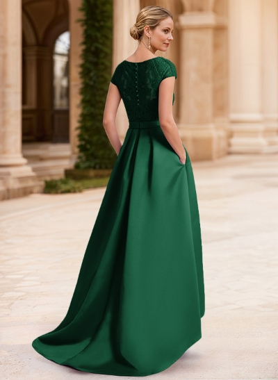 Lace Elegant A-Line Evening Dresses With Beading Satin