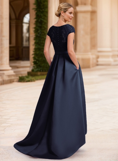 Lace Elegant A-Line Evening Dresses With Beading Satin