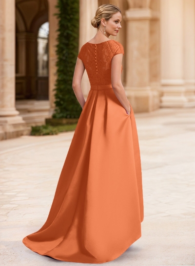 Lace Elegant A-Line Evening Dresses With Beading Satin