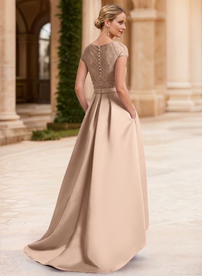 Lace Elegant A-Line Evening Dresses With Beading Satin