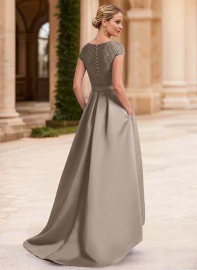 Lace Elegant A-Line Evening Dresses With Beading Satin
