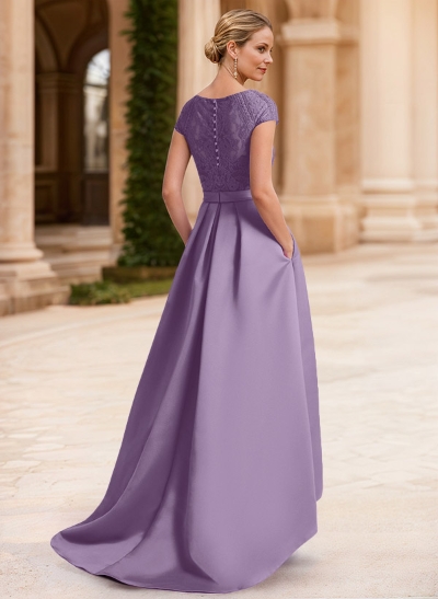 Lace Elegant A-Line Evening Dresses With Beading Satin