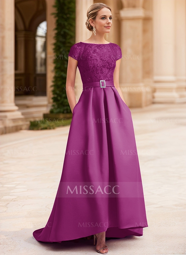 Lace Elegant A-Line Evening Dresses With Beading Satin