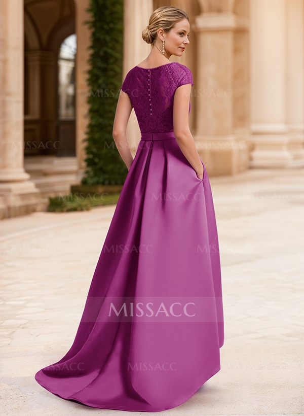 Lace Elegant A-Line Evening Dresses With Beading Satin