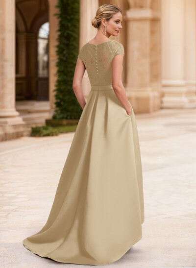 Lace Elegant A-Line Evening Dresses With Beading Satin