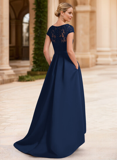 Lace Elegant A-Line Evening Dresses With Beading Satin