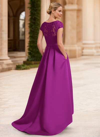 Lace Elegant A-Line Evening Dresses With Beading Satin