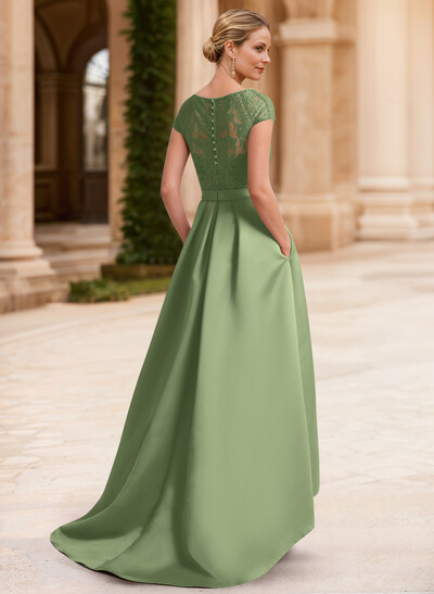 Lace Elegant A-Line Evening Dresses With Beading Satin