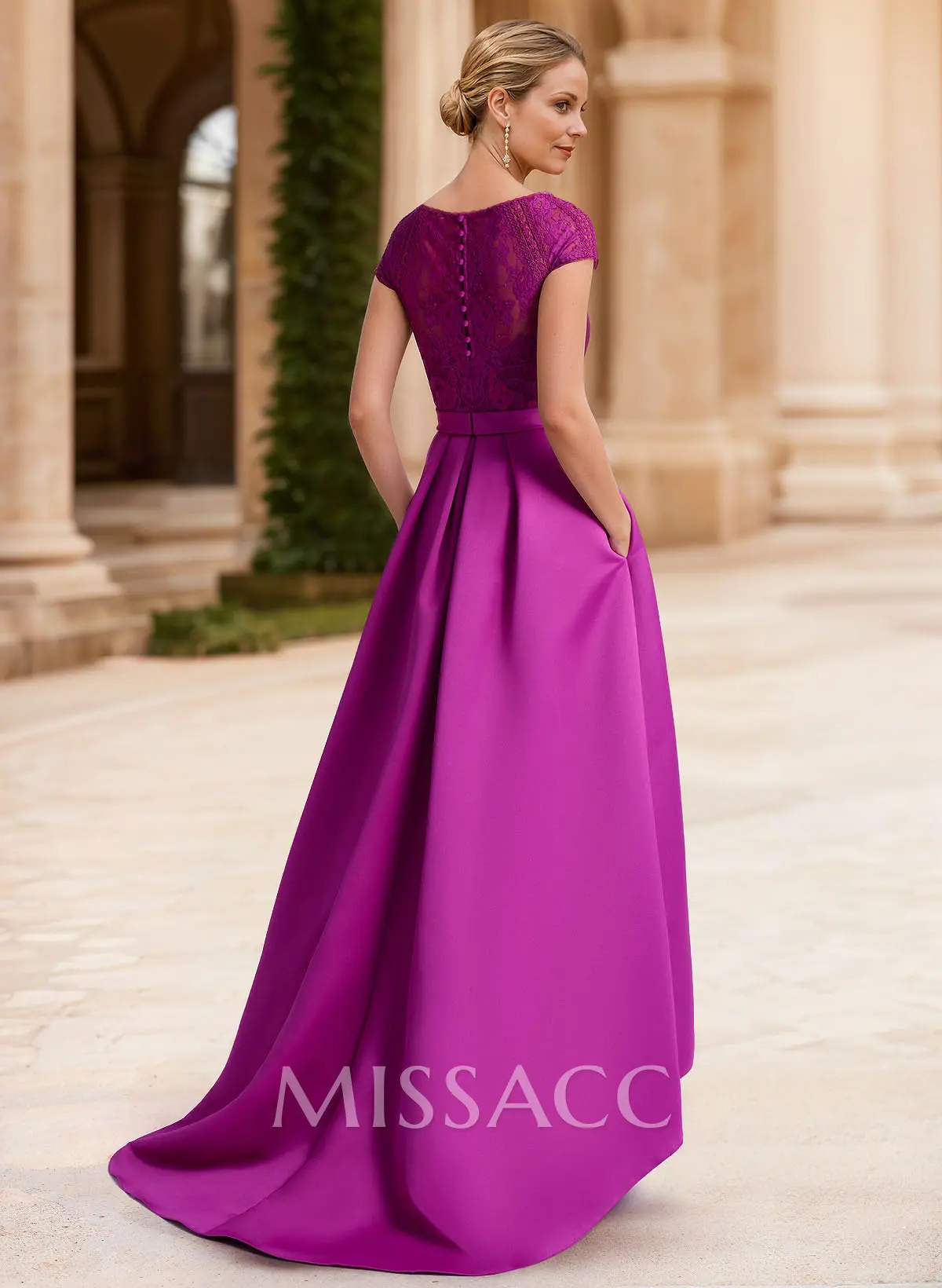 Lace Elegant A-Line Evening Dresses With Beading Satin - Missacc