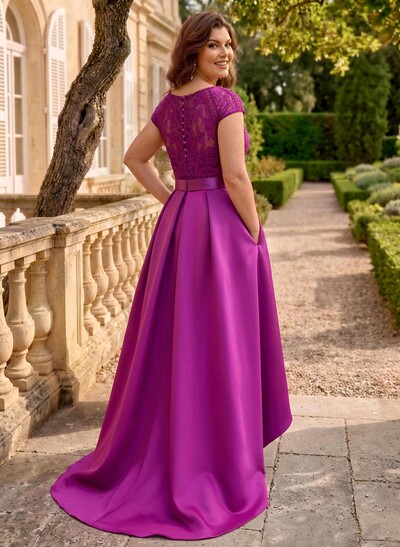 Lace Elegant A-Line Evening Dresses With Beading Satin