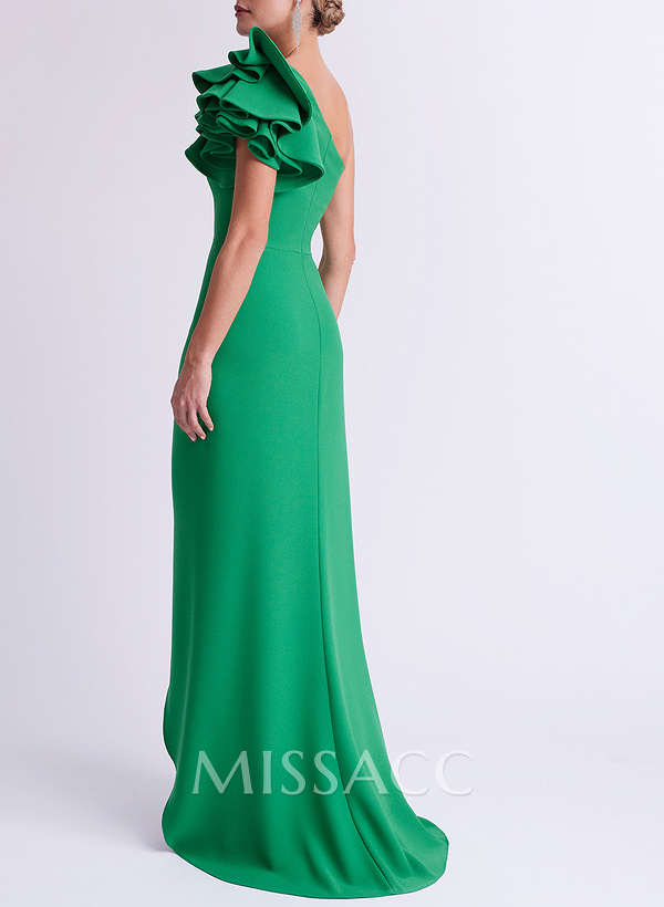 One-Shoulder A-Line Ruffle Evening Dresses With Elastic Satin One-Shoulder A-Line Ruffle Evening Dresses With Elastic Satin