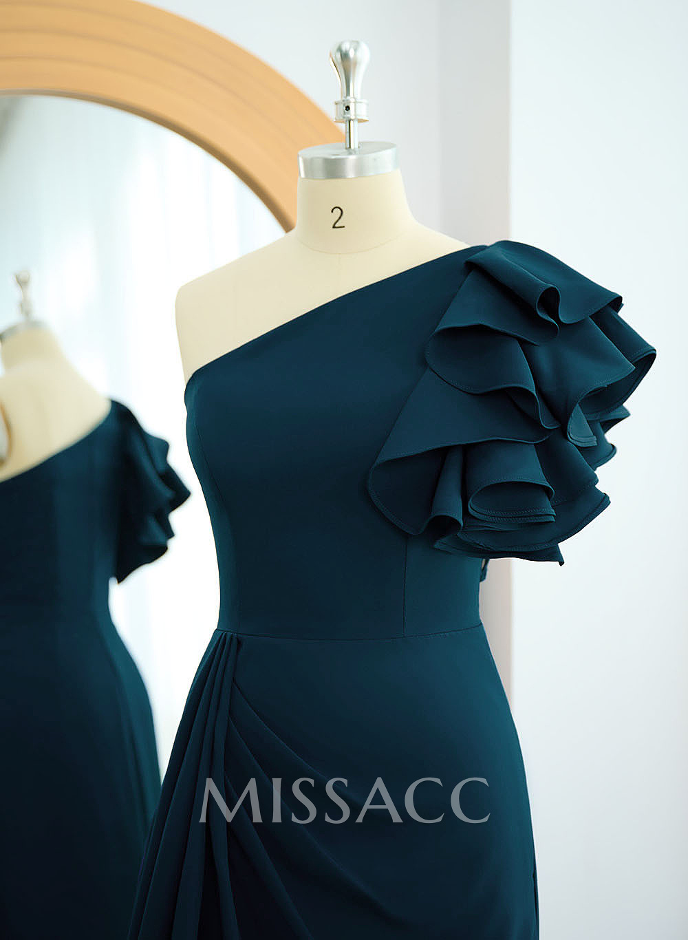 One-Shoulder A-Line Ruffle Evening Dresses With Elastic Satin One-Shoulder A-Line Ruffle Evening Dresses With Elastic Satin