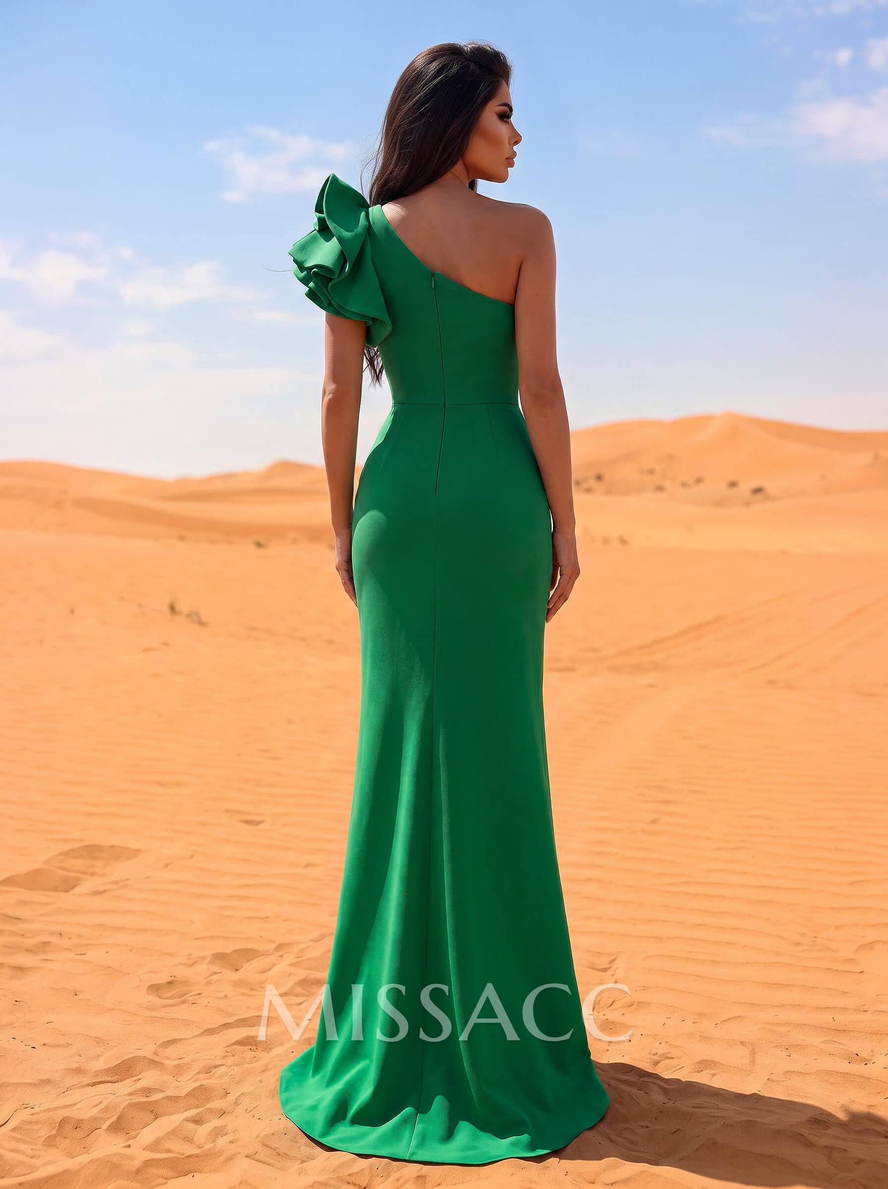 One-Shoulder A-Line Ruffle Evening Dresses With Elastic Satin One-Shoulder A-Line Ruffle Evening Dresses With Elastic Satin