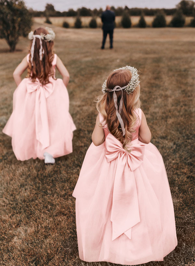 Sweet Ball Gown Tulle Flower Girl Dresses With Satin Bow