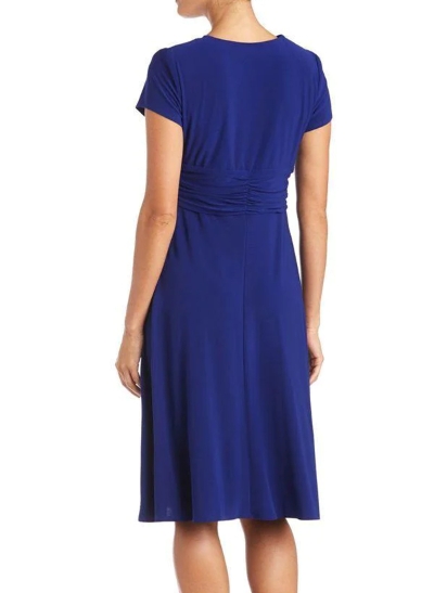 A-Line V-Neck Short Sleeves Jersey Knee-Length Mother Of The Bride Dresses With Beading