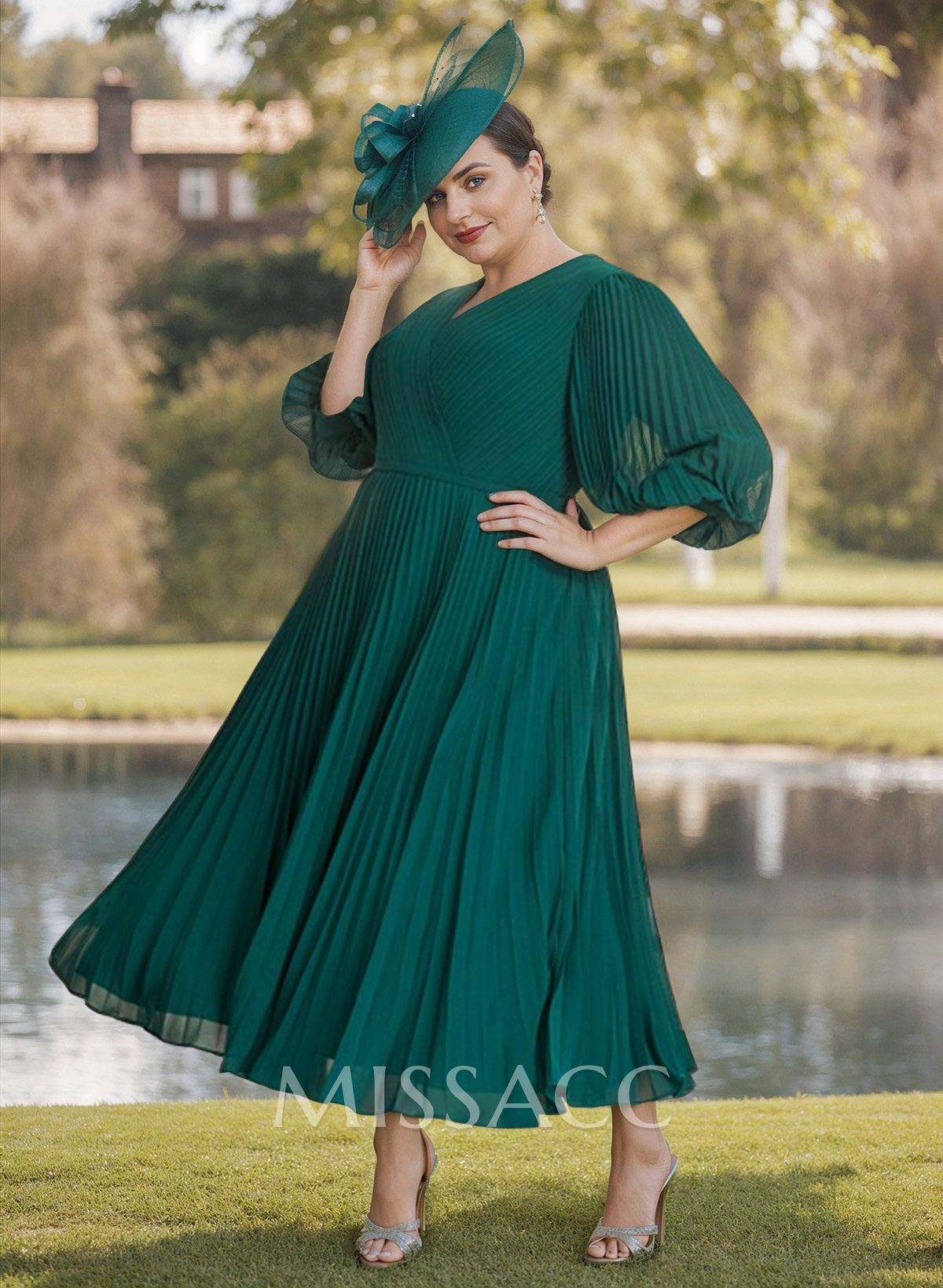 A-Line V-Neck 3/4 Sleeves Pleated Chiffon Tea-Length Mother Of The Bride Dresses A-Line V-Neck 3/4 Sleeves Pleated Chiffon Tea-Length Mother Of The Bride Dresses