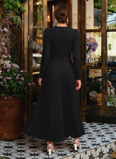 A-Line V-Neck Long Sleeves Chiffon Ankle-Length Mother Of The Bride Dresses