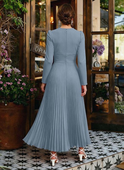 A-Line V-Neck Long Sleeves Chiffon Ankle-Length Mother Of The Bride Dresses