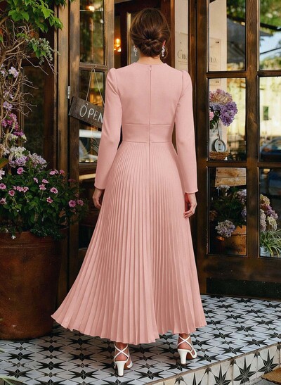 A-Line V-Neck Long Sleeves Chiffon Ankle-Length Mother Of The Bride Dresses