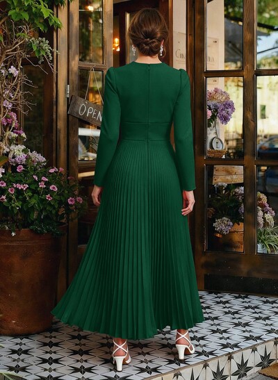 A-Line V-Neck Long Sleeves Chiffon Ankle-Length Mother Of The Bride Dresses