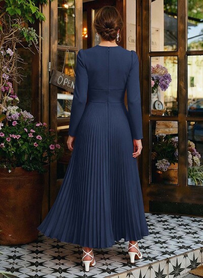A-Line V-Neck Long Sleeves Chiffon Ankle-Length Mother Of The Bride Dresses