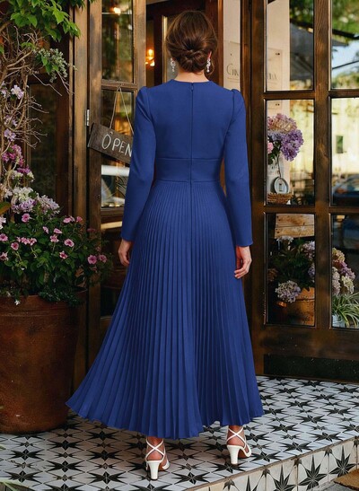 A-Line V-Neck Long Sleeves Chiffon Ankle-Length Mother Of The Bride Dresses