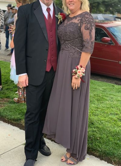 High Low Lace Elegant Mother Of The Bride Dresses With Chiffon