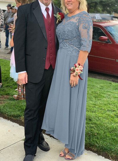 High Low Lace Elegant Mother Of The Bride Dresses With Chiffon