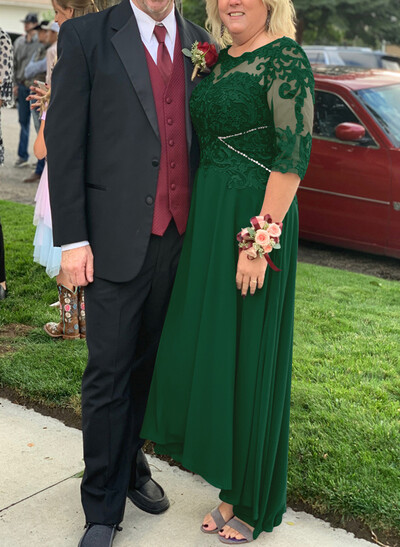 High Low Lace Elegant Mother Of The Bride Dresses With Chiffon