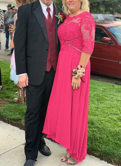 High Low Lace Elegant Mother Of The Bride Dresses With Chiffon