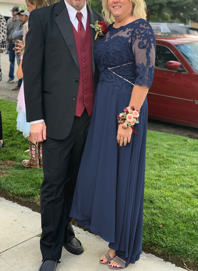 High Low Lace Elegant Mother Of The Bride Dresses With Chiffon