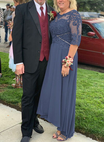 High Low Lace Elegant Mother Of The Bride Dresses With Chiffon