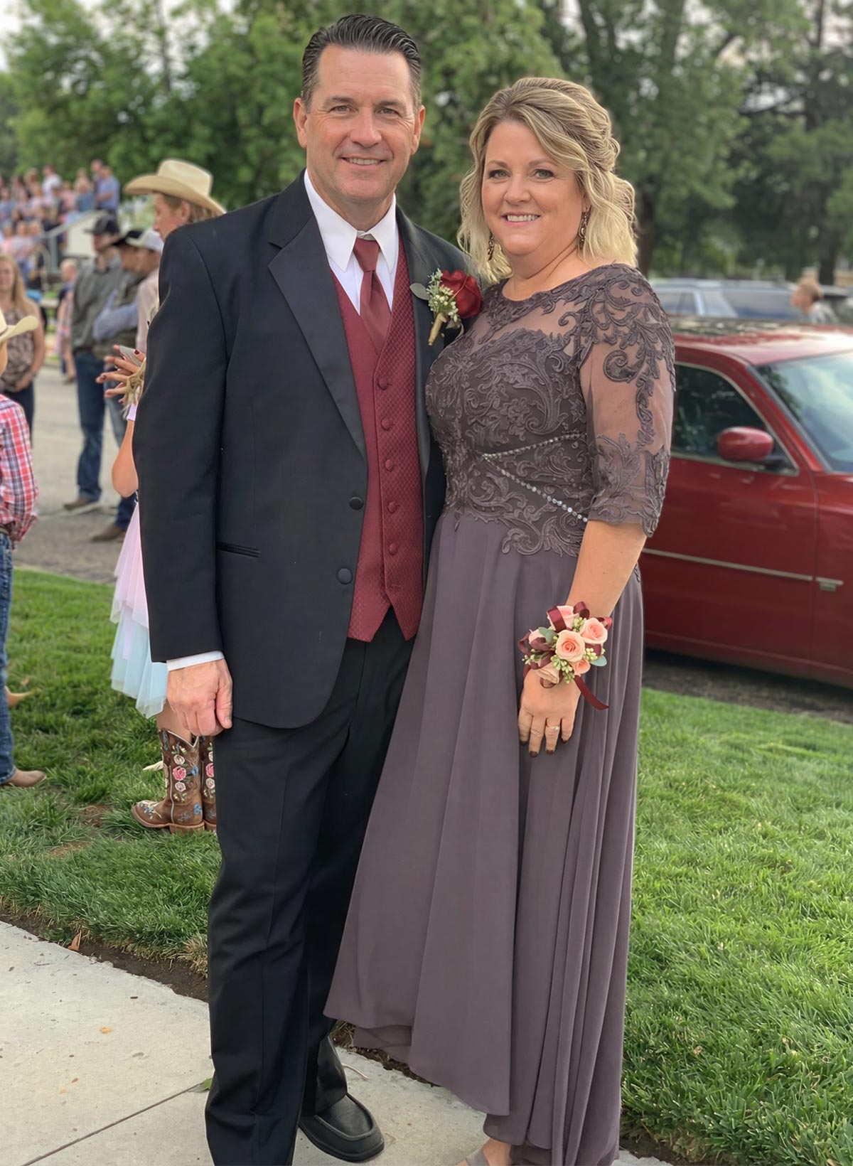 High Low Lace Elegant Mother Of The Bride Dresses With Chiffon