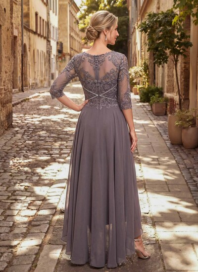 High Low Lace Elegant Mother Of The Bride Dresses With Chiffon