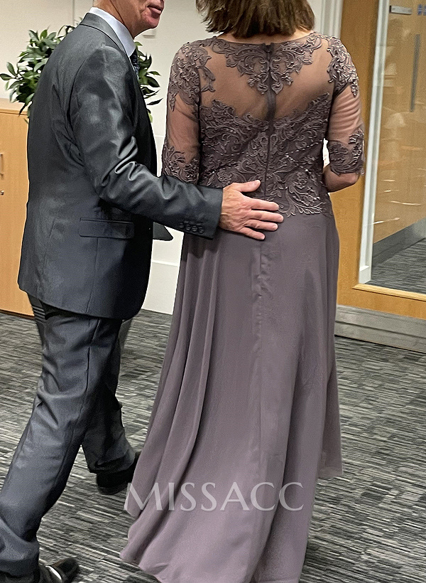 High Low Lace Elegant Mother Of The Bride Dresses With Chiffon