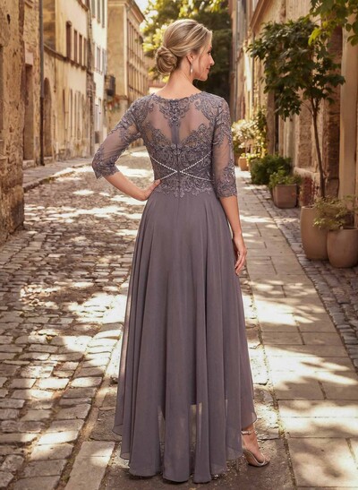 High Low Lace Elegant Mother Of The Bride Dresses With Chiffon