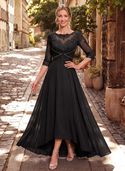 High Low Lace Elegant Mother Of The Bride Dresses With Chiffon