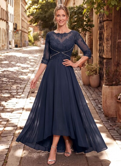 High Low Lace Elegant Mother Of The Bride Dresses With Chiffon