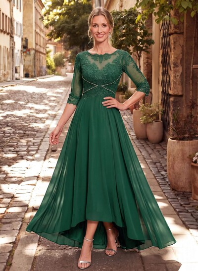 High Low Lace Elegant Mother Of The Bride Dresses With Chiffon