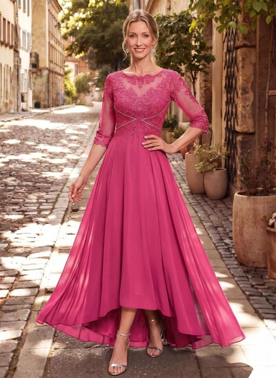 High Low Lace Elegant Mother Of The Bride Dresses With Chiffon