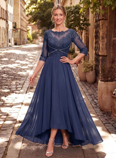 High Low Lace Elegant Mother Of The Bride Dresses With Chiffon