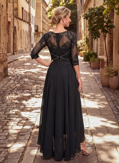 High Low Lace Elegant Mother Of The Bride Dresses With Chiffon