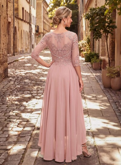 High Low Lace Elegant Mother Of The Bride Dresses With Chiffon