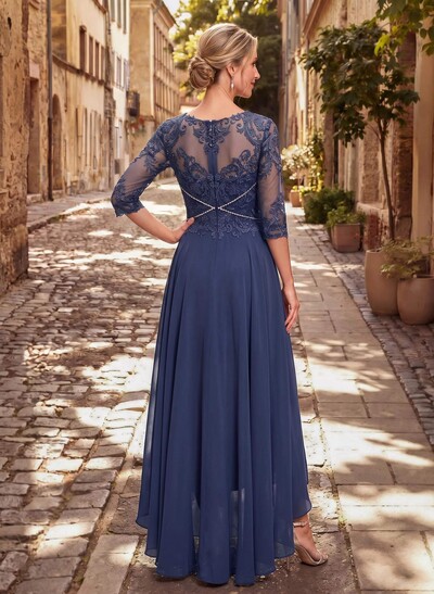 High Low Lace Elegant Mother Of The Bride Dresses With Chiffon
