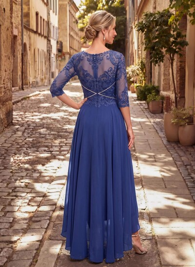 High Low Lace Elegant Mother Of The Bride Dresses With Chiffon