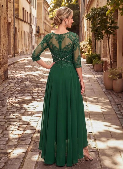 High Low Lace Elegant Mother Of The Bride Dresses With Chiffon