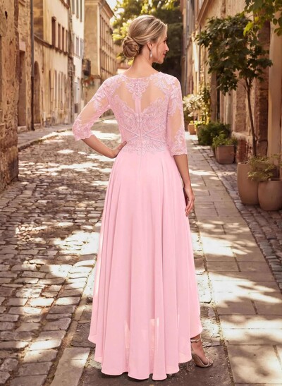 High Low Lace Elegant Mother Of The Bride Dresses With Chiffon